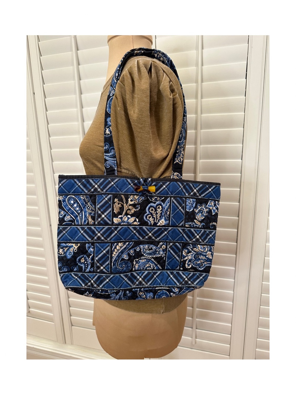Vera Bradley Blue Paisley & Plaid Quilted Tote